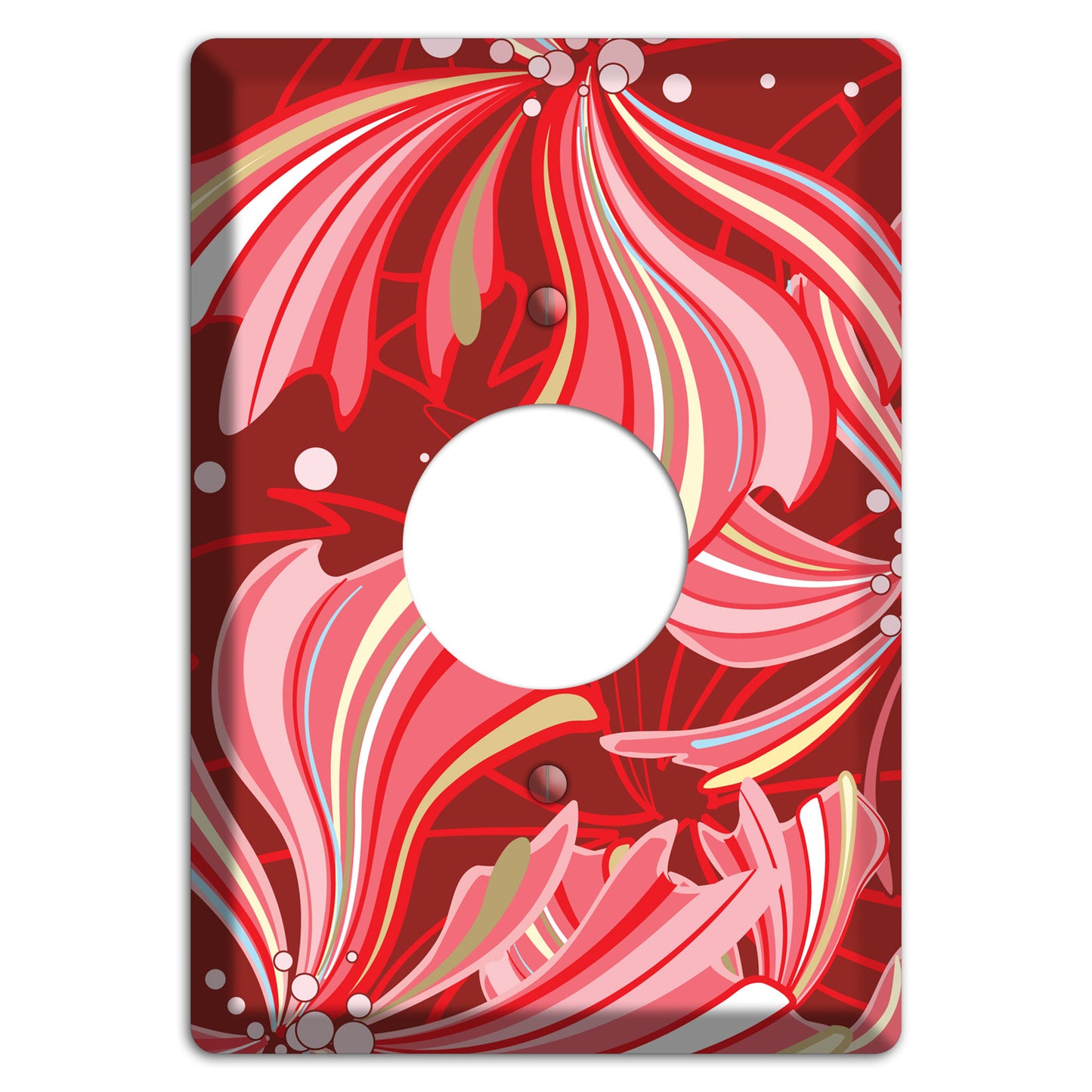Red Deco Blossoms Single Receptacle Wallplate