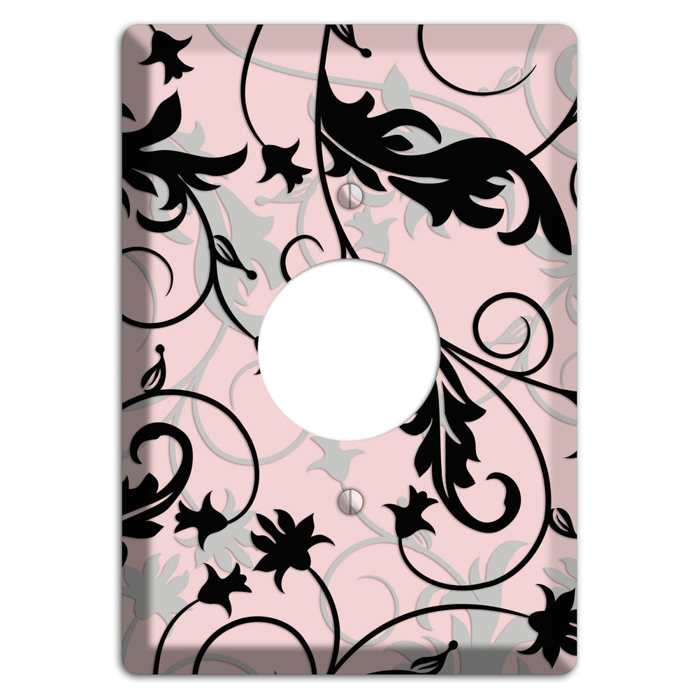 Dusty Pink Grey Black Victorian Sprig Single Receptacle Wallplate