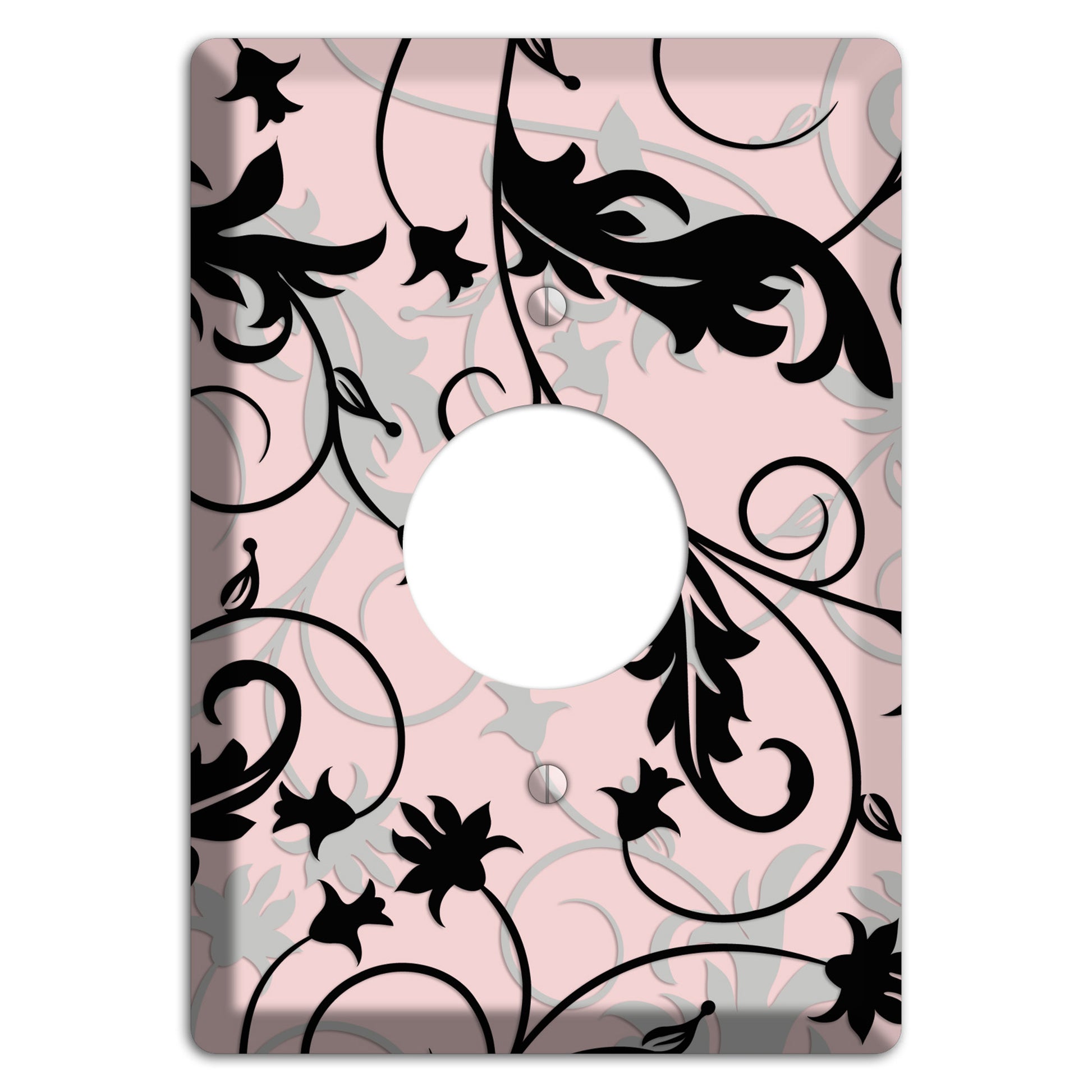 Dusty Pink Grey Black Victorian Sprig Single Receptacle Wallplate