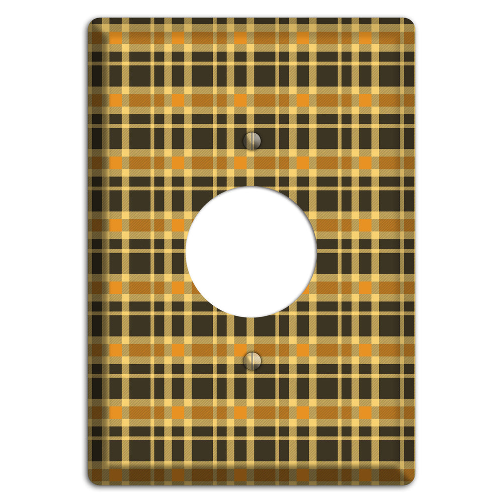 Mustard and Black Plaid Single Receptacle Wallplate