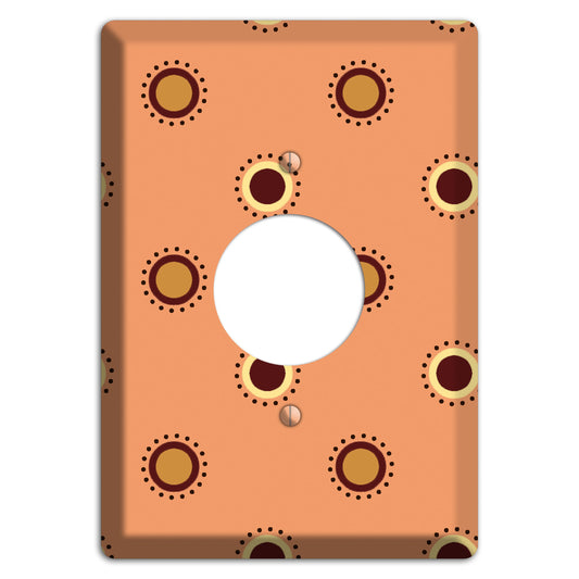 Coral with Multi Brown Suzani Dots Single Receptacle Wallplate