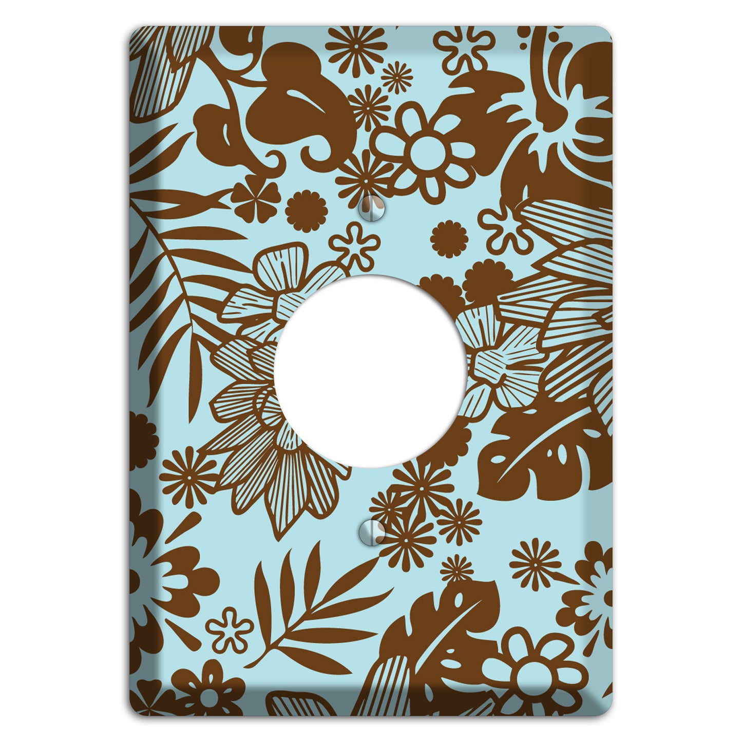 Blue and Brown Tropical Single Receptacle Wallplate