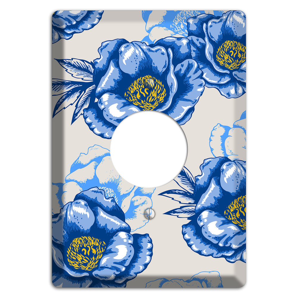 Blue Peony Single Receptacle Wallplate
