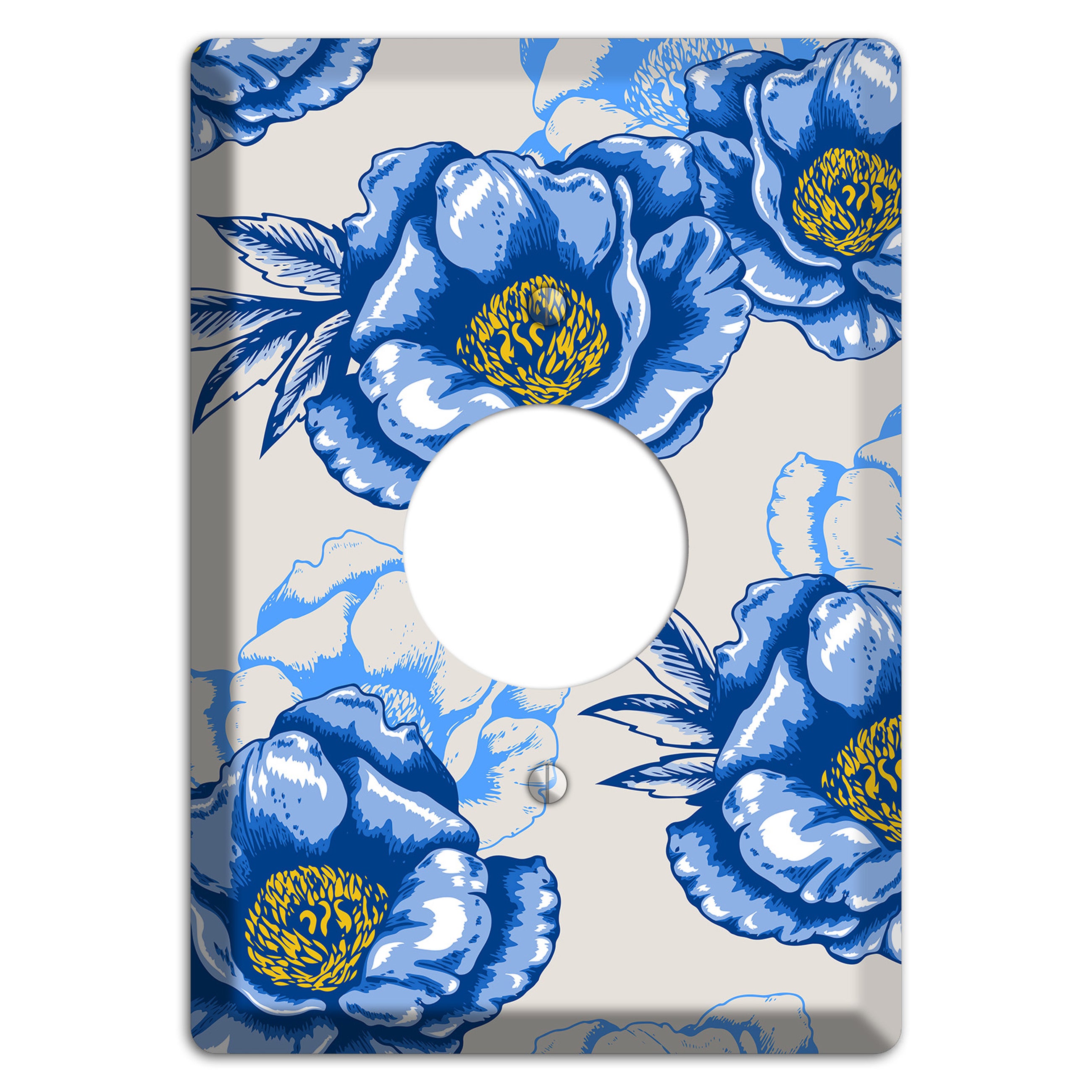 Blue Peony Single Receptacle Wallplate