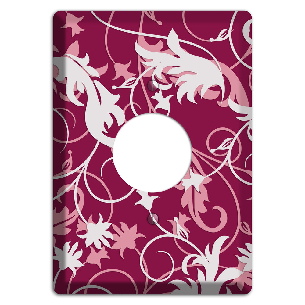 Fuschia and Pink Victorian Sprig Single Receptacle Wallplate