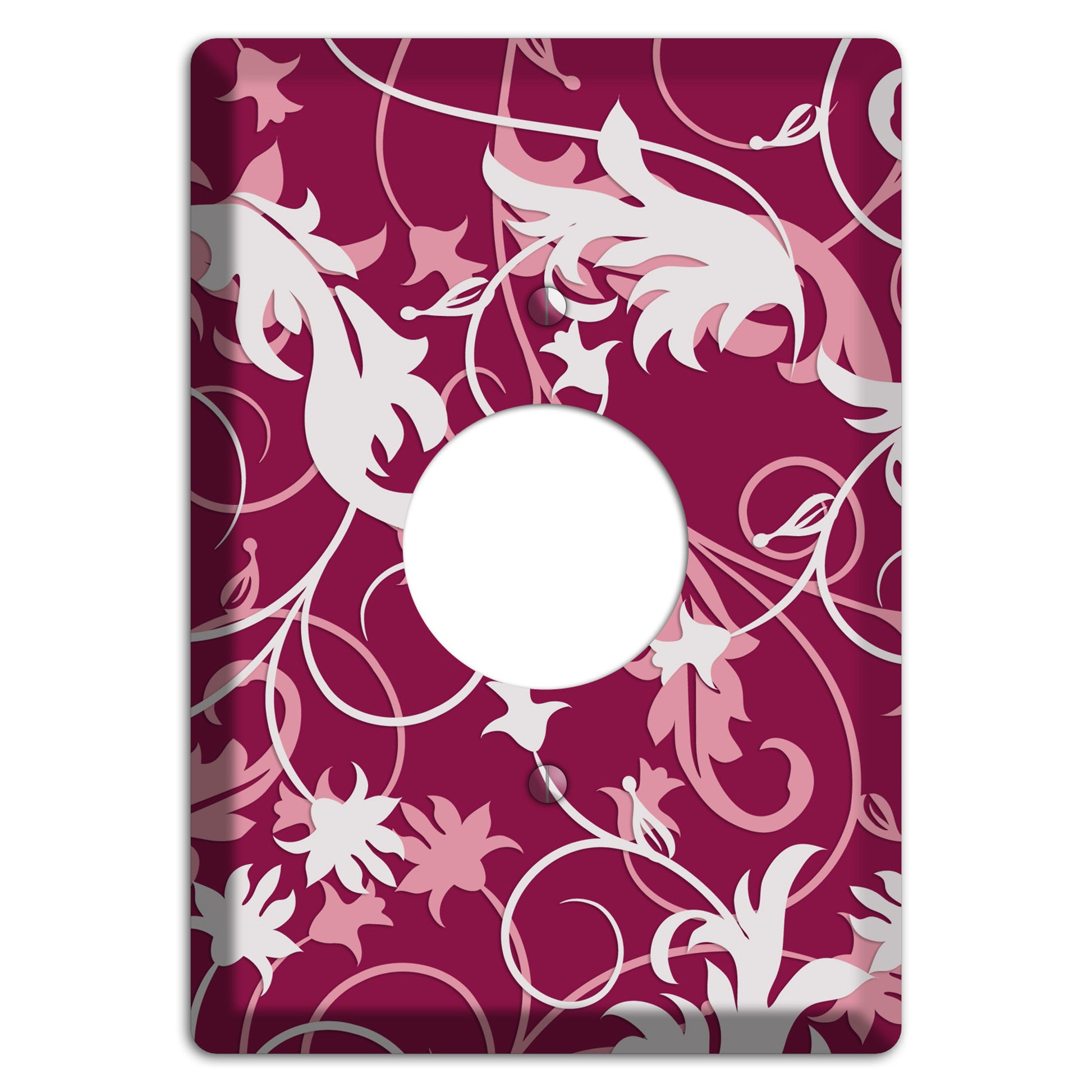 Fuschia and Pink Victorian Sprig Single Receptacle Wallplate