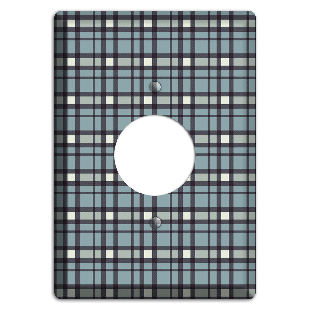 Dusty Blue Plaid Single Receptacle Wallplate