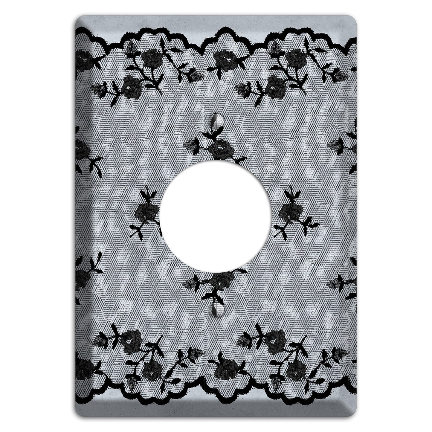 Embroidered Floral Gray Single Receptacle Wallplate