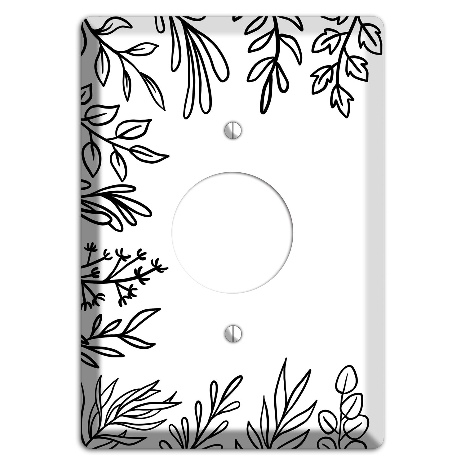 Hand-Drawn Floral 39 Single Receptacle Wallplate