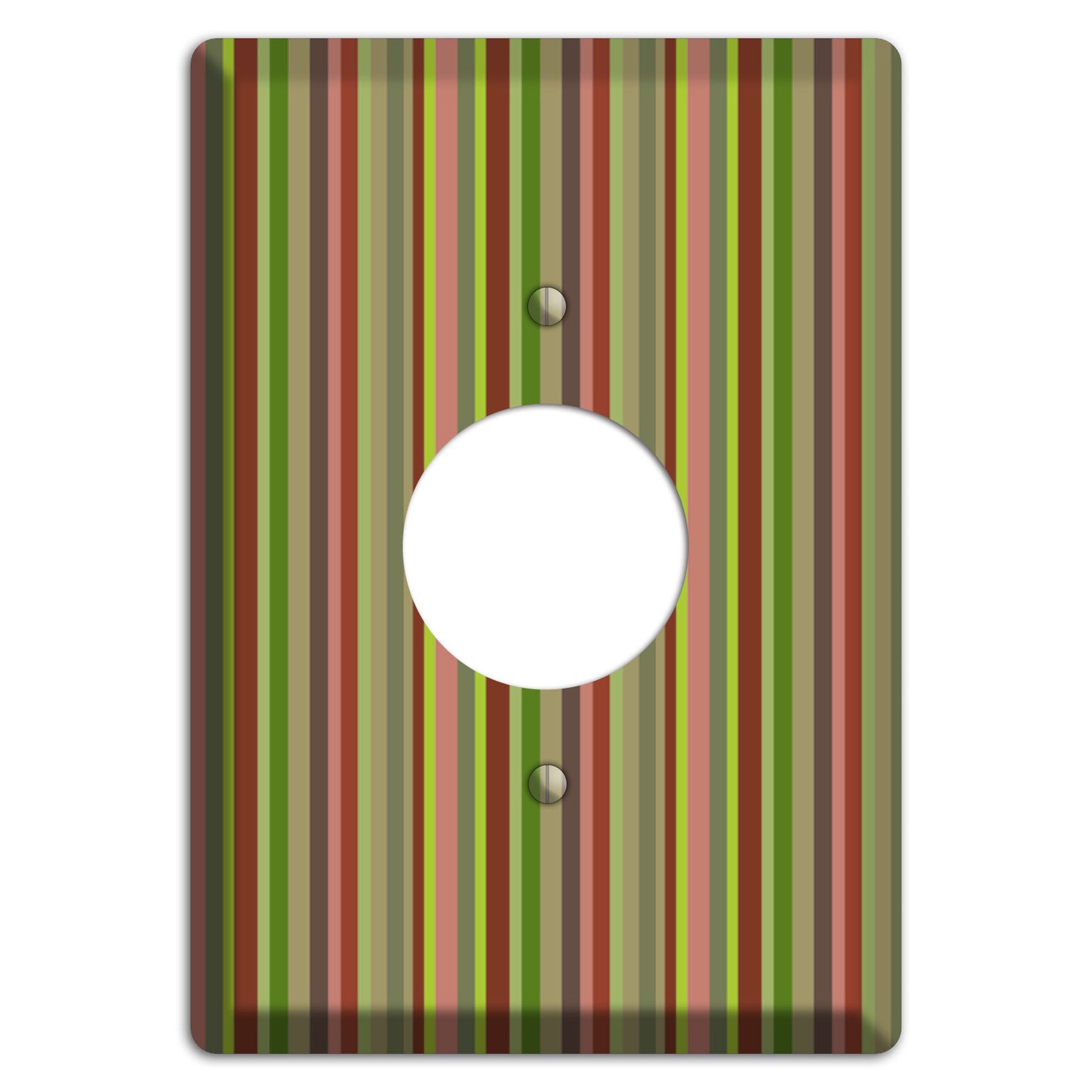 Multi Olive Burgundy Vertical Stripes Single Receptacle Wallplate