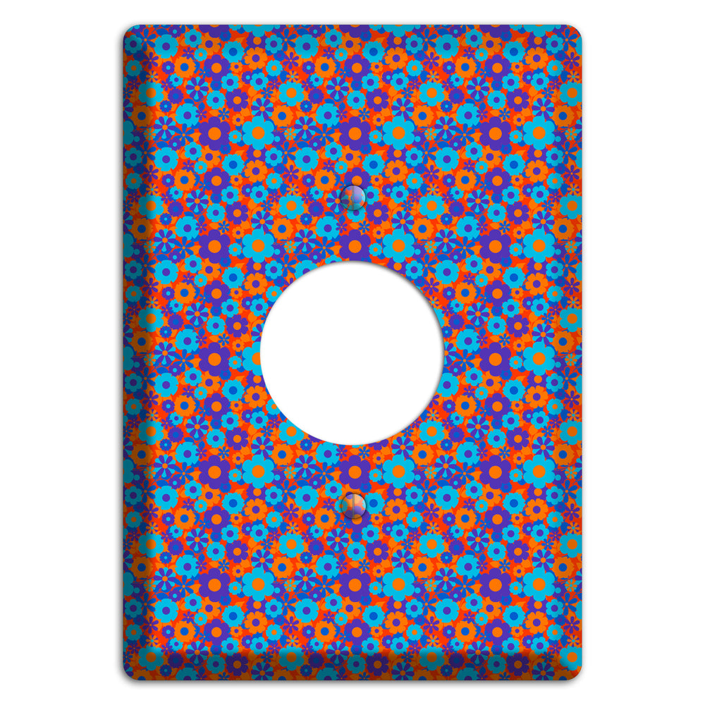 Blue Purple Calico Single Receptacle Wallplate