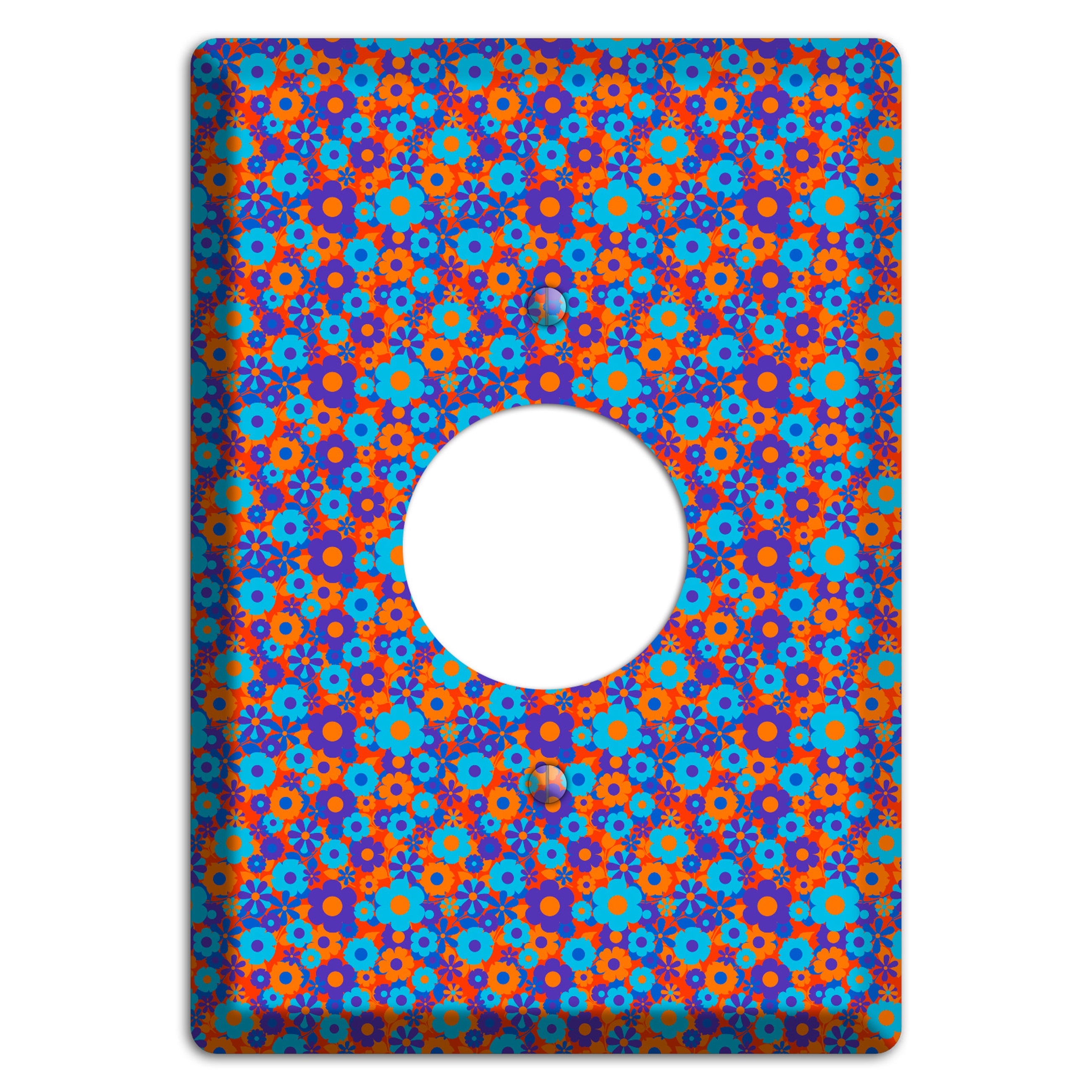 Blue Purple Calico Single Receptacle Wallplate