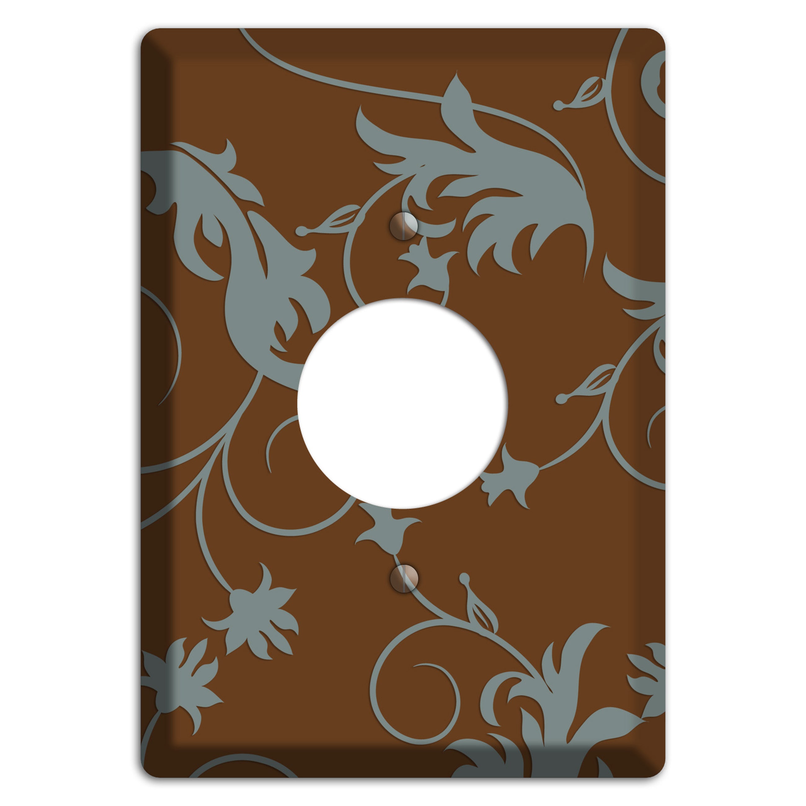 Brown and Grey Victorian Sprig Single Receptacle Wallplate