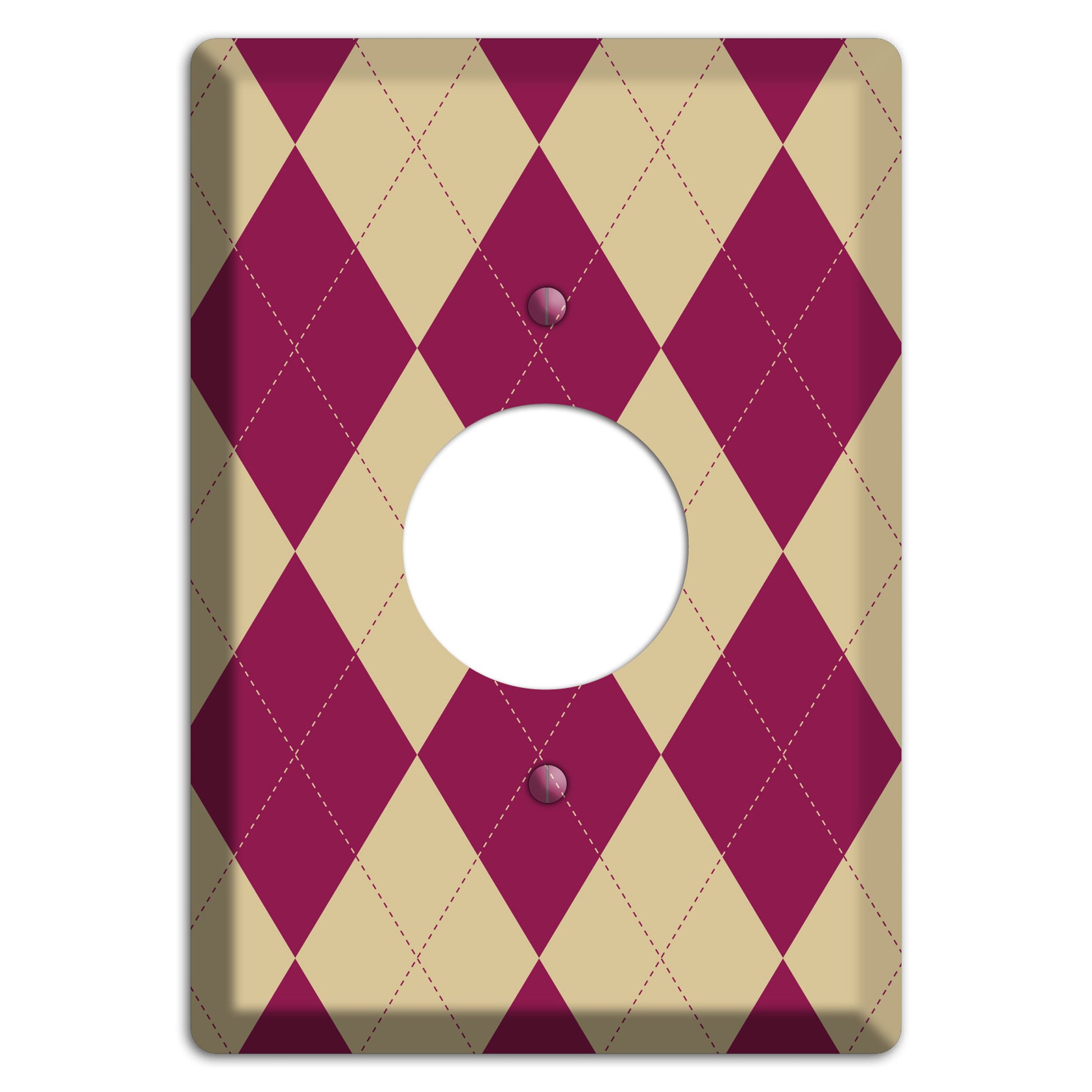 Red and Tan Argyle Single Receptacle Wallplate