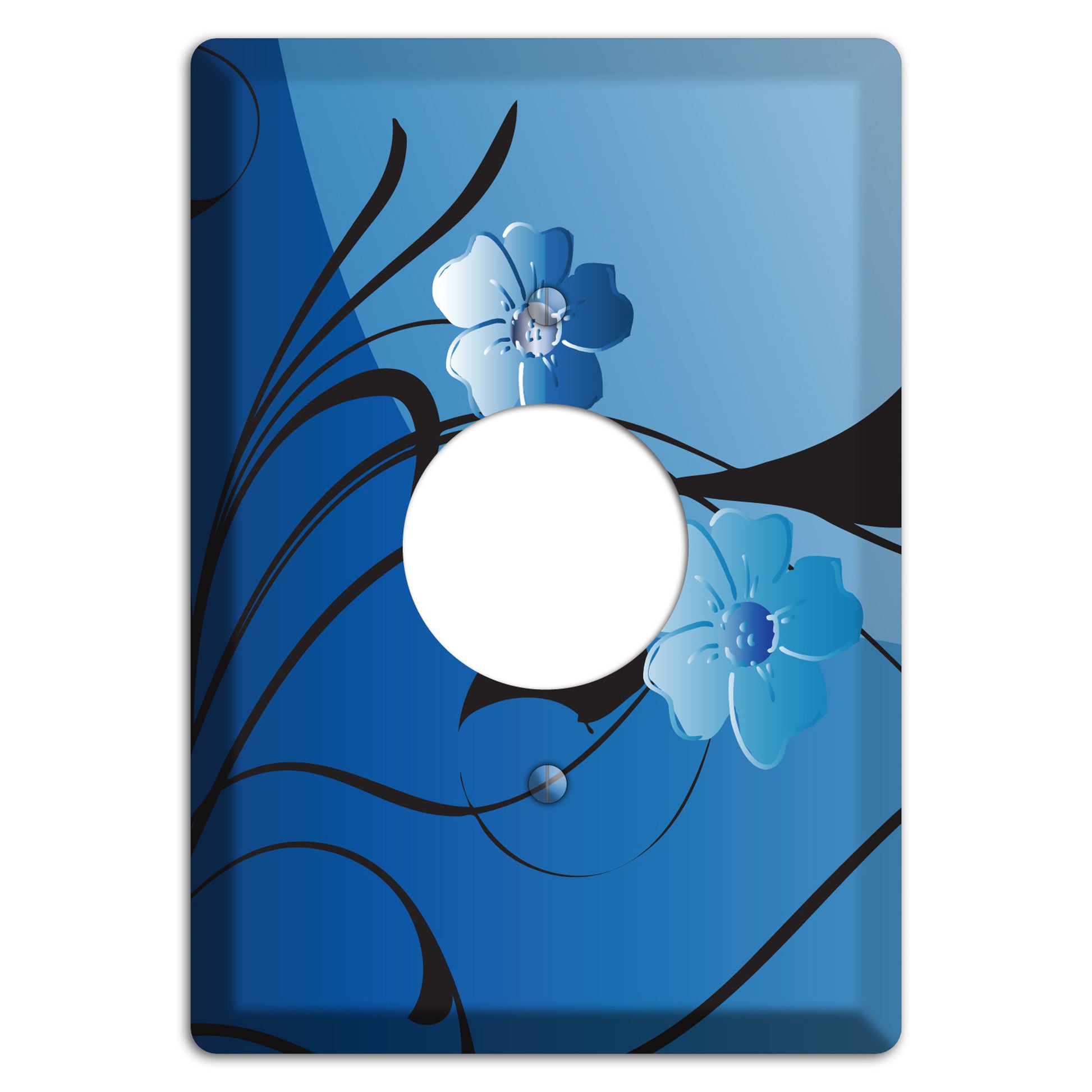 Blue Floral Sprig Single Receptacle Wallplate
