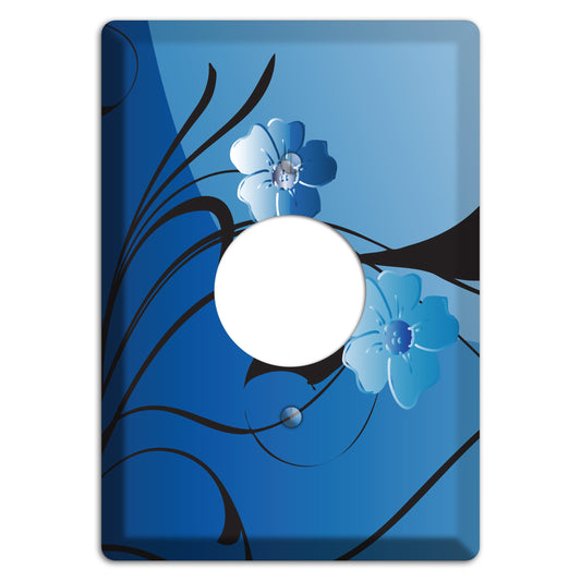 Blue Floral Sprig Single Receptacle Wallplate