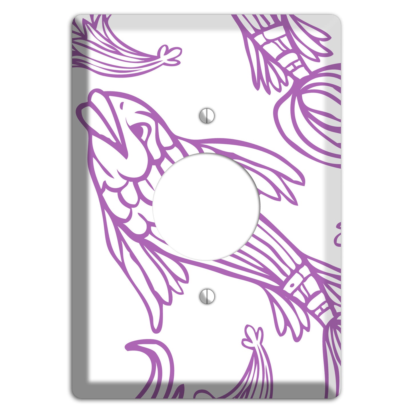 Purple and White Koi Single Receptacle Wallplate