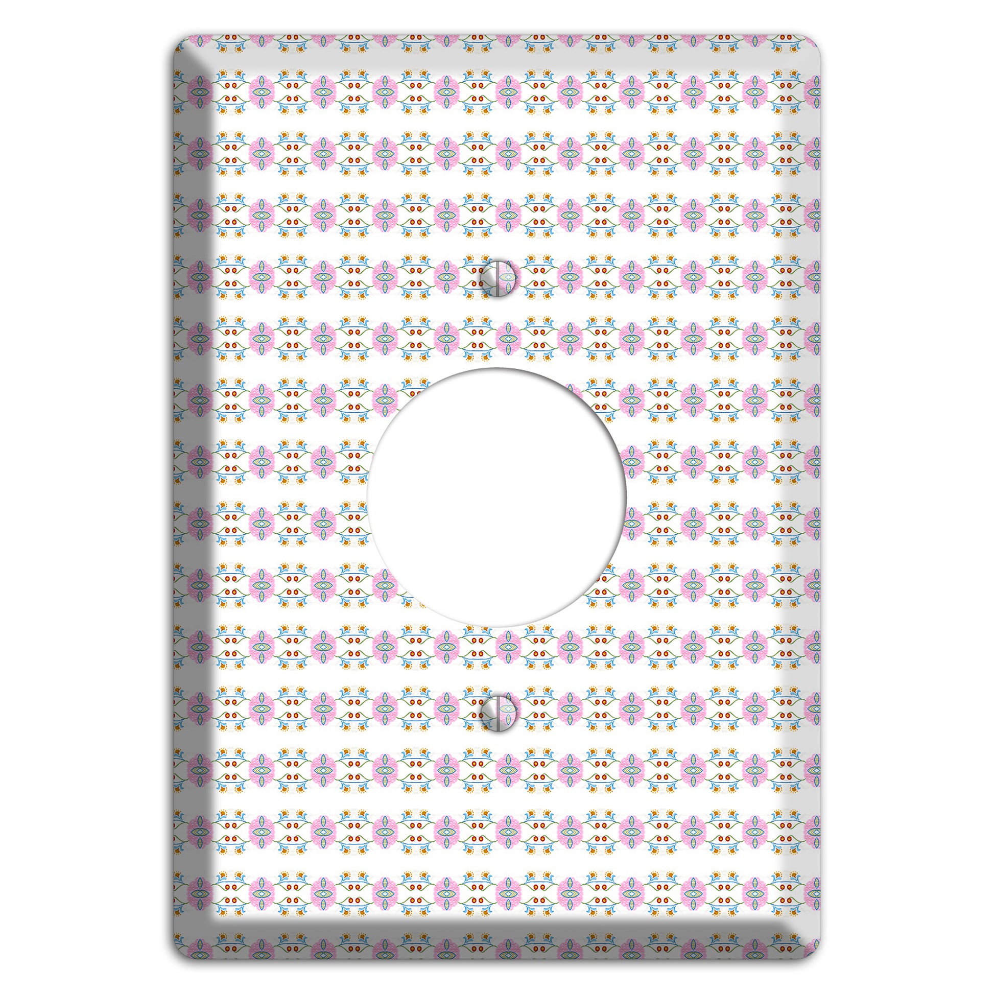 White with Lavendar Green Red Tapestry Single Receptacle Wallplate