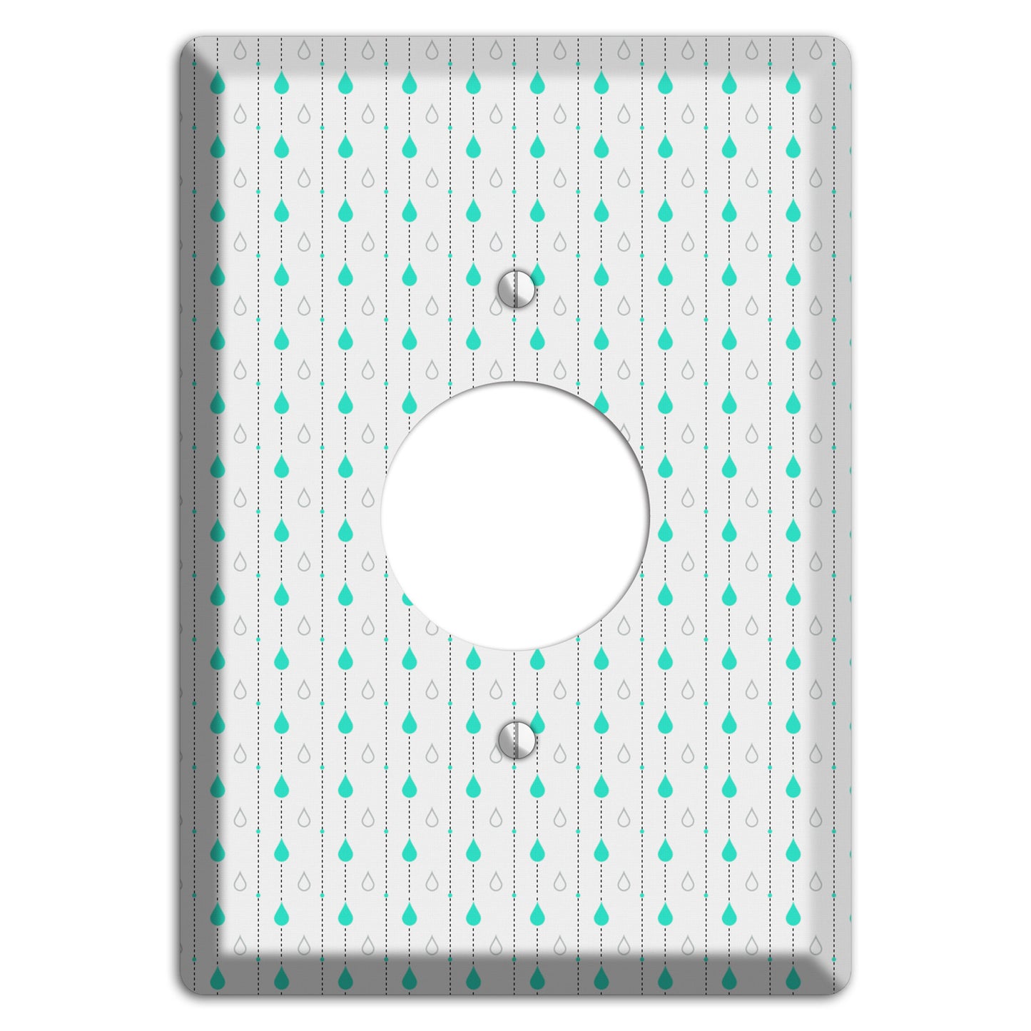 White and Blue Drops Single Receptacle Wallplate