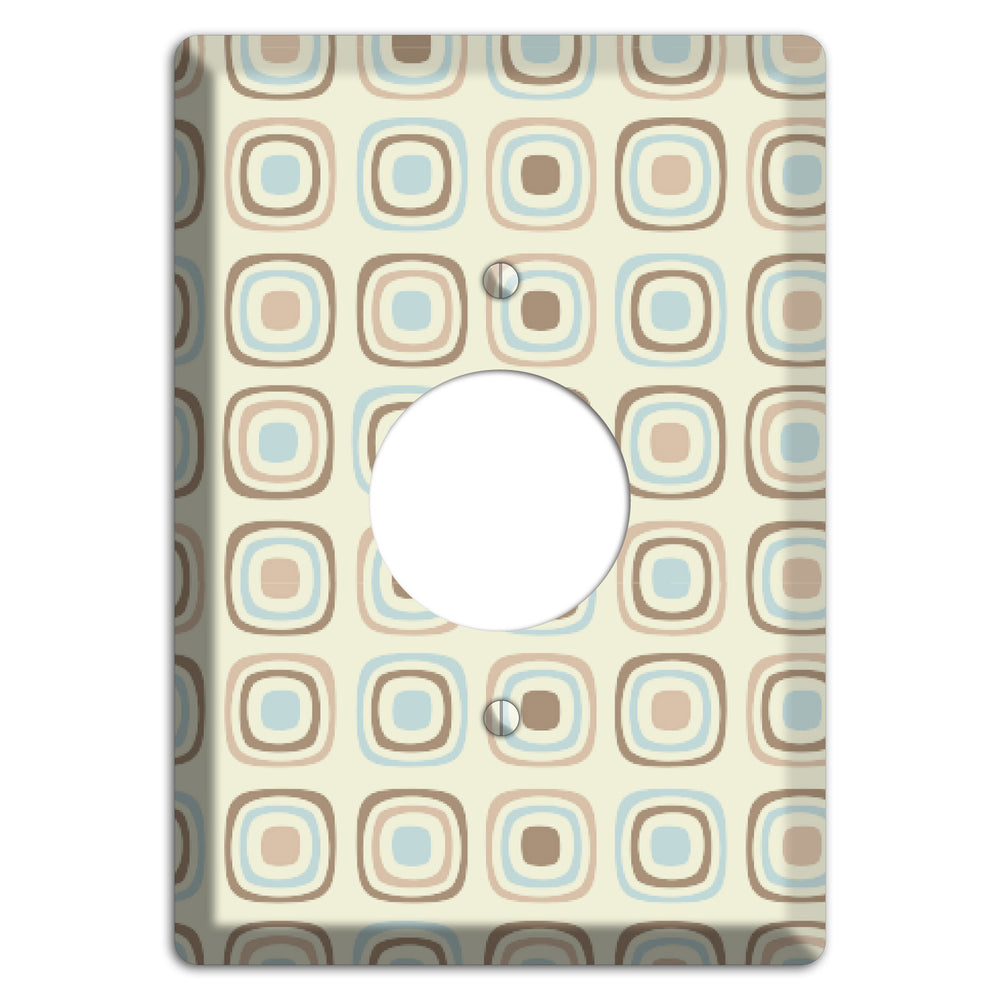 Multi Beige Brown Dusty Blue Retro Squares Single Receptacle Wallplate
