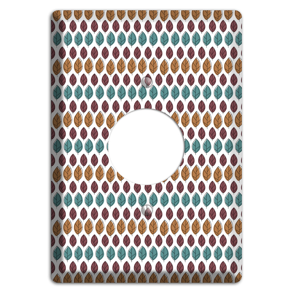 Multi Brown Dusty Blue Leaf Contour Single Receptacle Wallplate