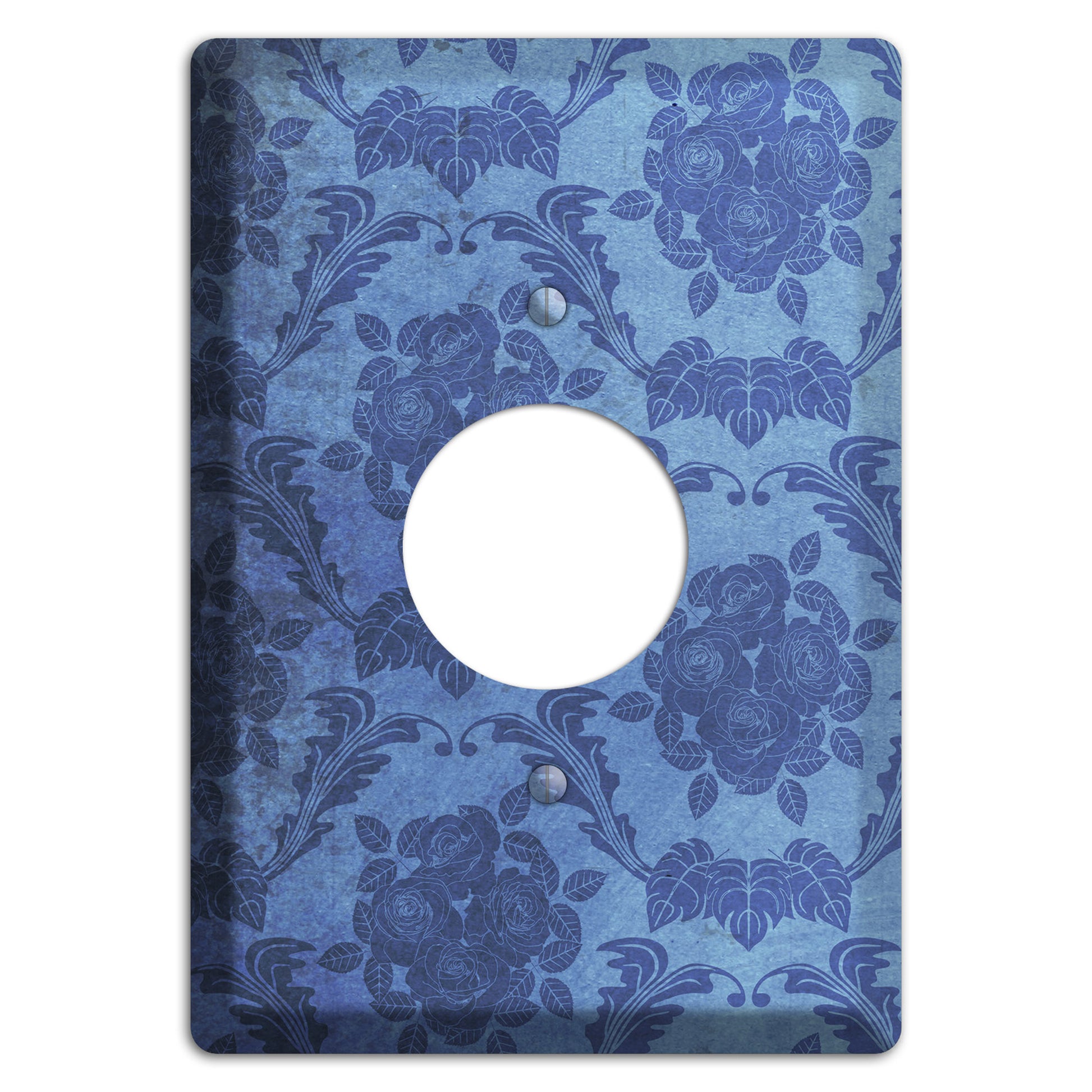 Polo Blue Vintage Rose Damask Single Receptacle Wallplate