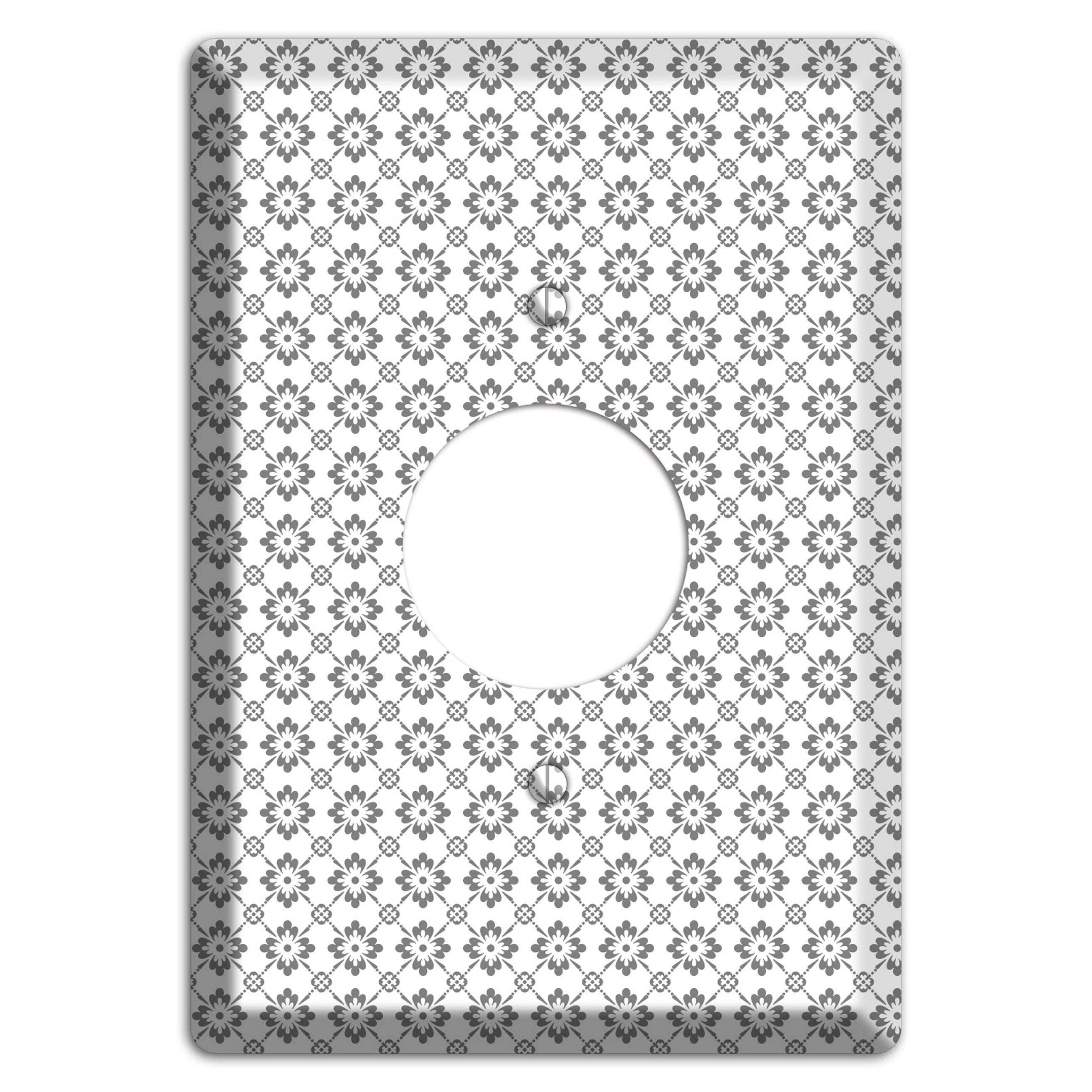 White with Grey Foulard Single Receptacle Wallplate