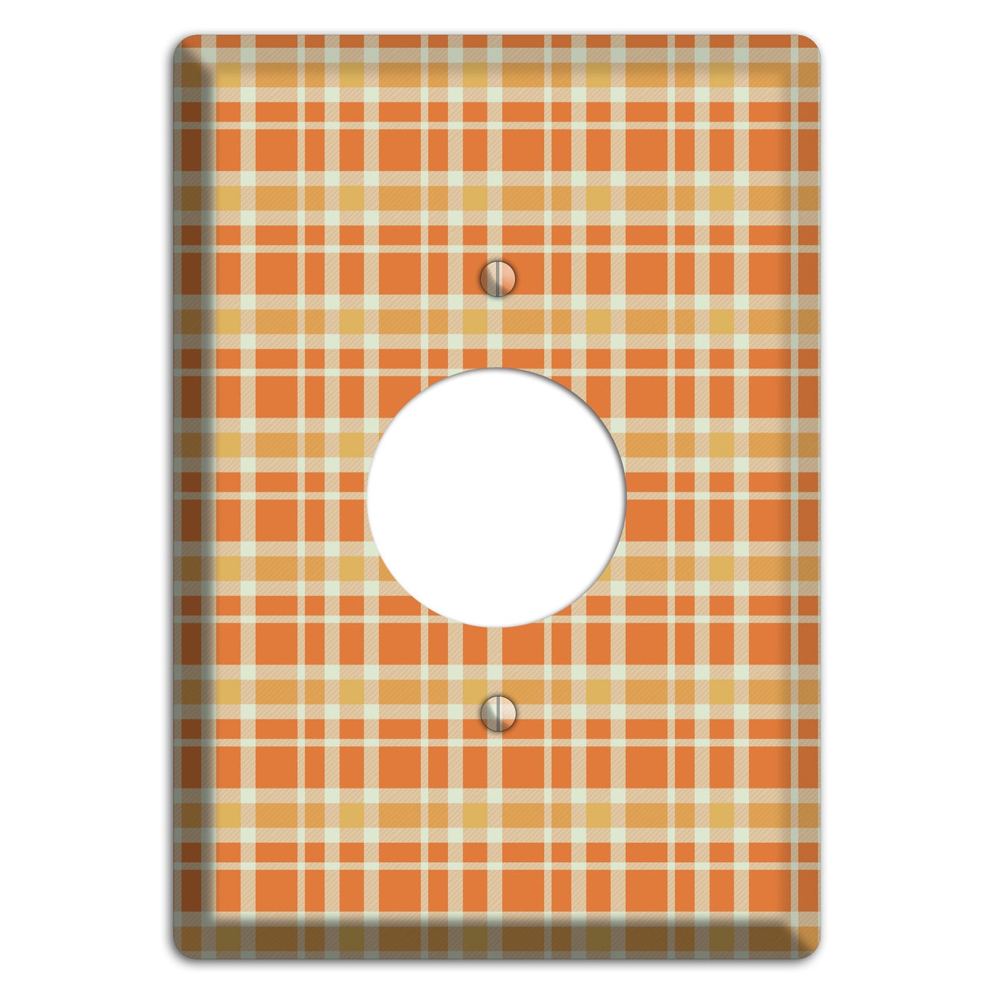 Orange and Beige Plaid Single Receptacle Wallplate