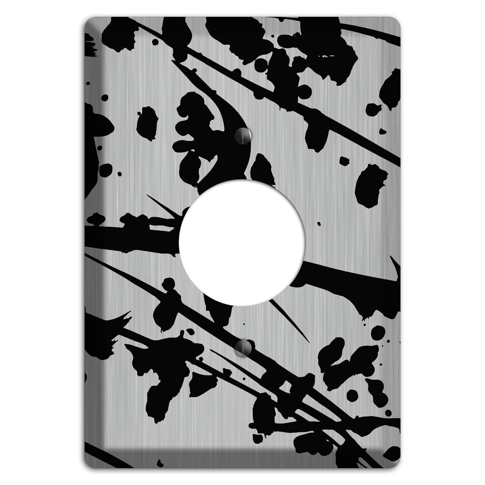 Ink Splash 6 Stainless Steel Single Receptacle Wallplate