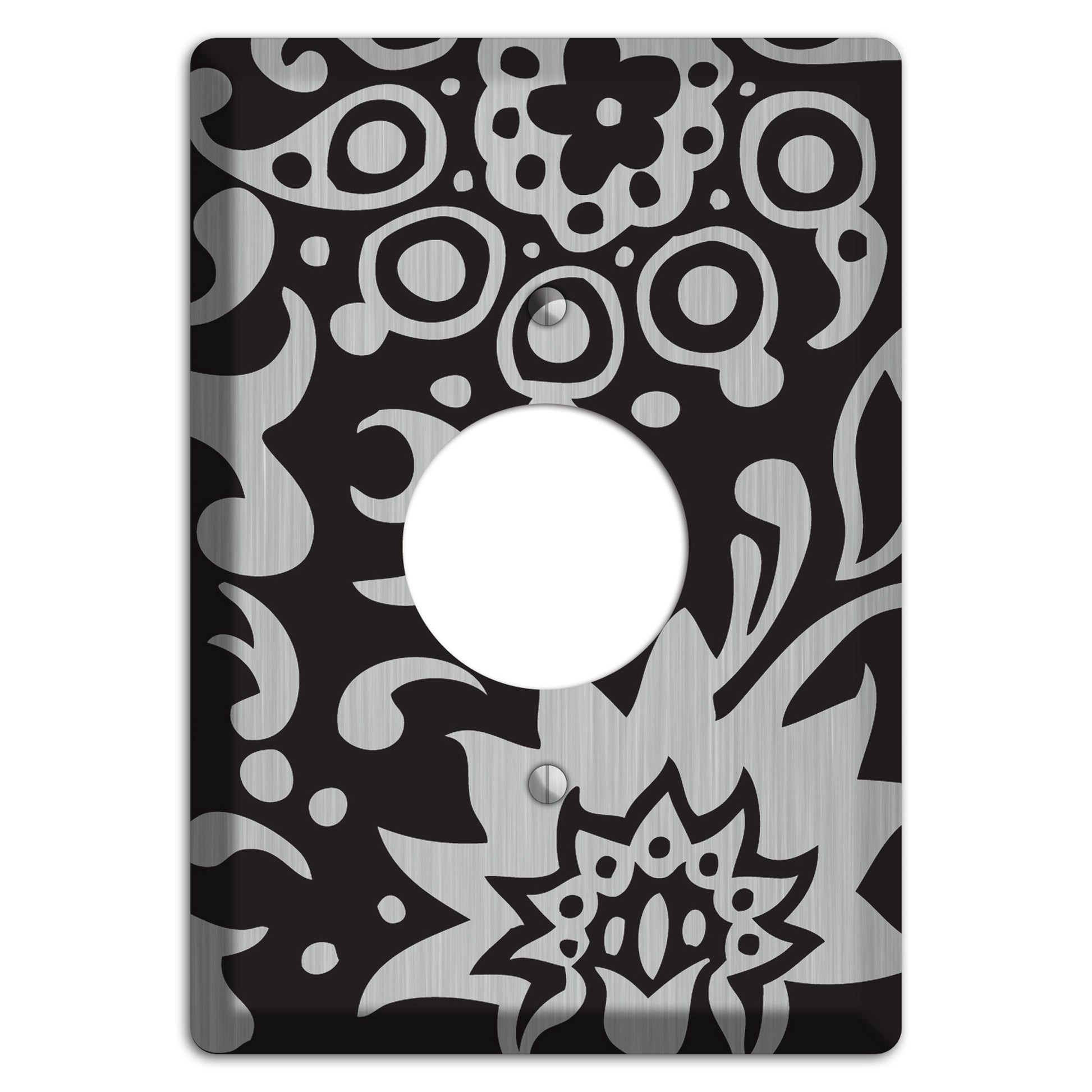 Black Boteh  Stainless Single Receptacle Wallplate