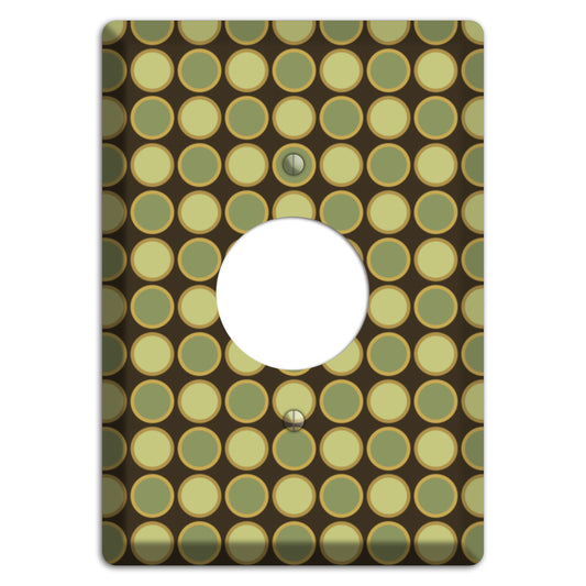 Dark Grey with Multi Olive Tiled Dots Single Receptacle Wallplate