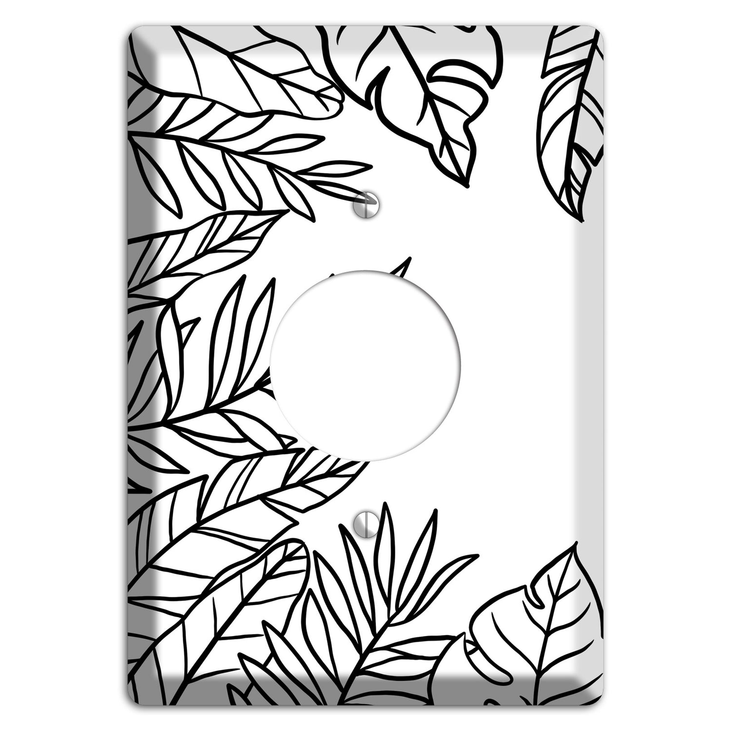 Hand-Drawn Leaves 5 Single Receptacle Wallplate