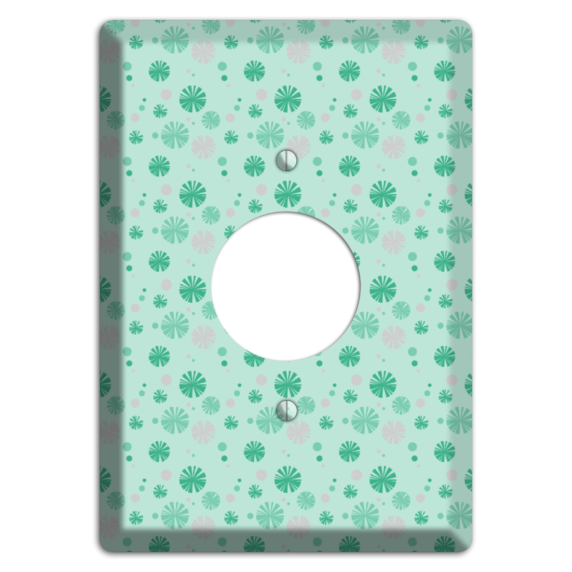 Multi Aqua and Grey Retro Burst Single Receptacle Wallplate