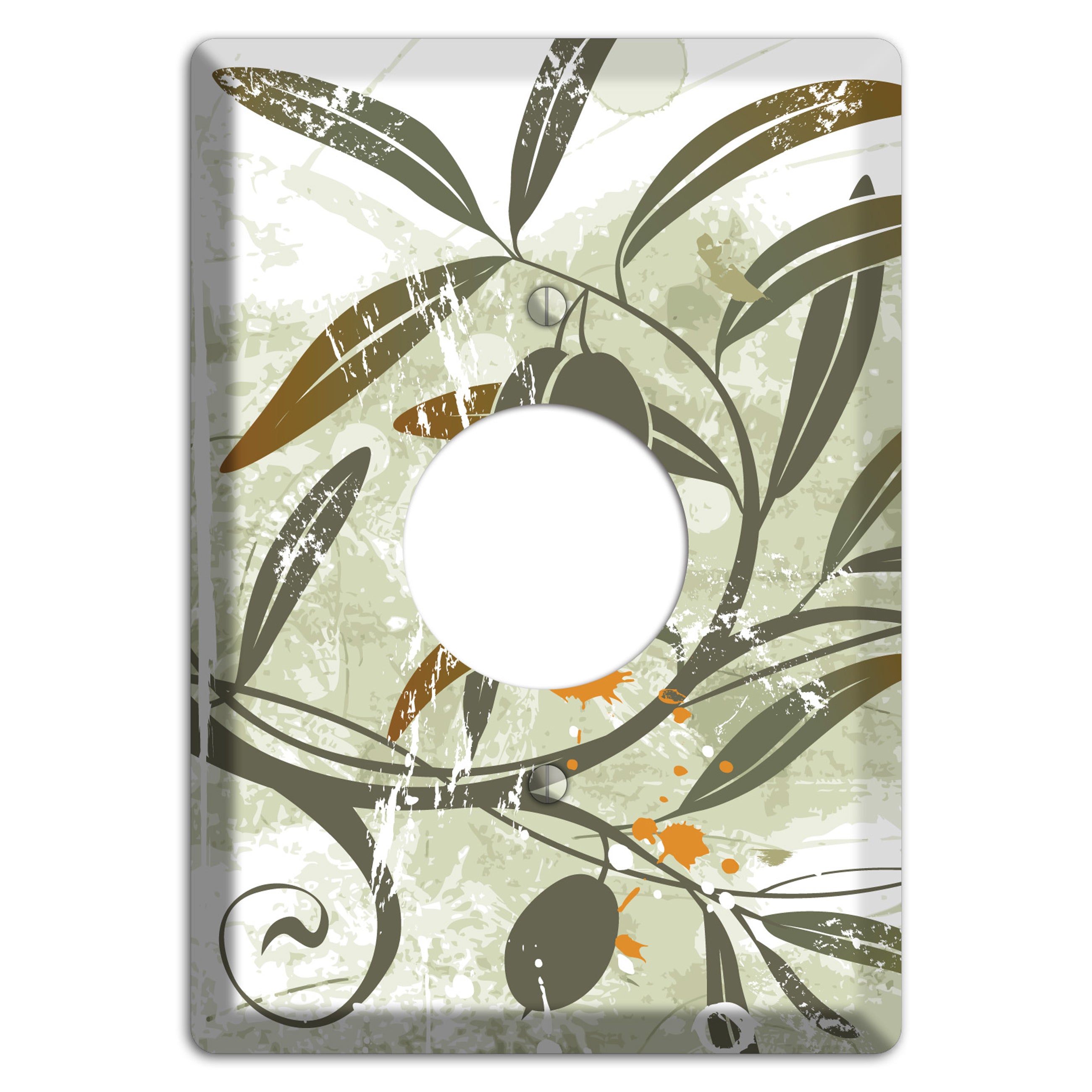 Green Olive Foliage Single Receptacle Wallplate