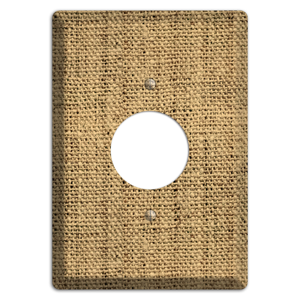Teak Burlap Single Receptacle Wallplate