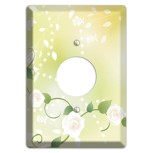 Green Delicate Flowers Single Receptacle Wallplate