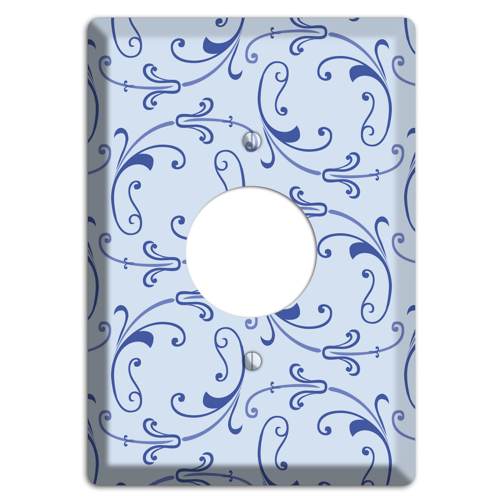 Light Blue Victorian Sprig Single Receptacle Wallplate