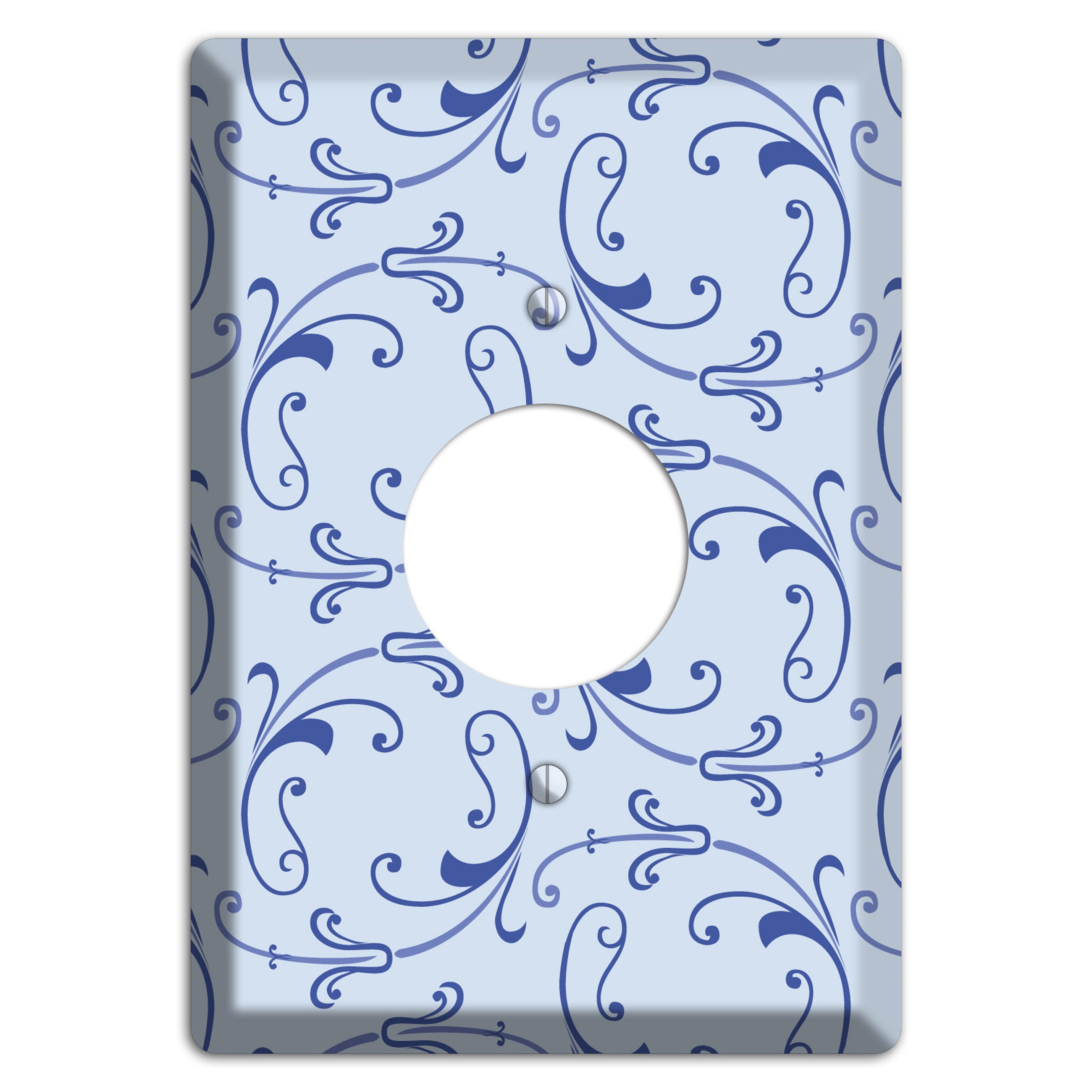 Light Blue Victorian Sprig Single Receptacle Wallplate