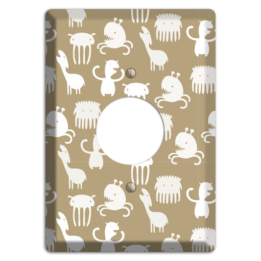 Sily Monsters Brown and White Single Receptacle Wallplate
