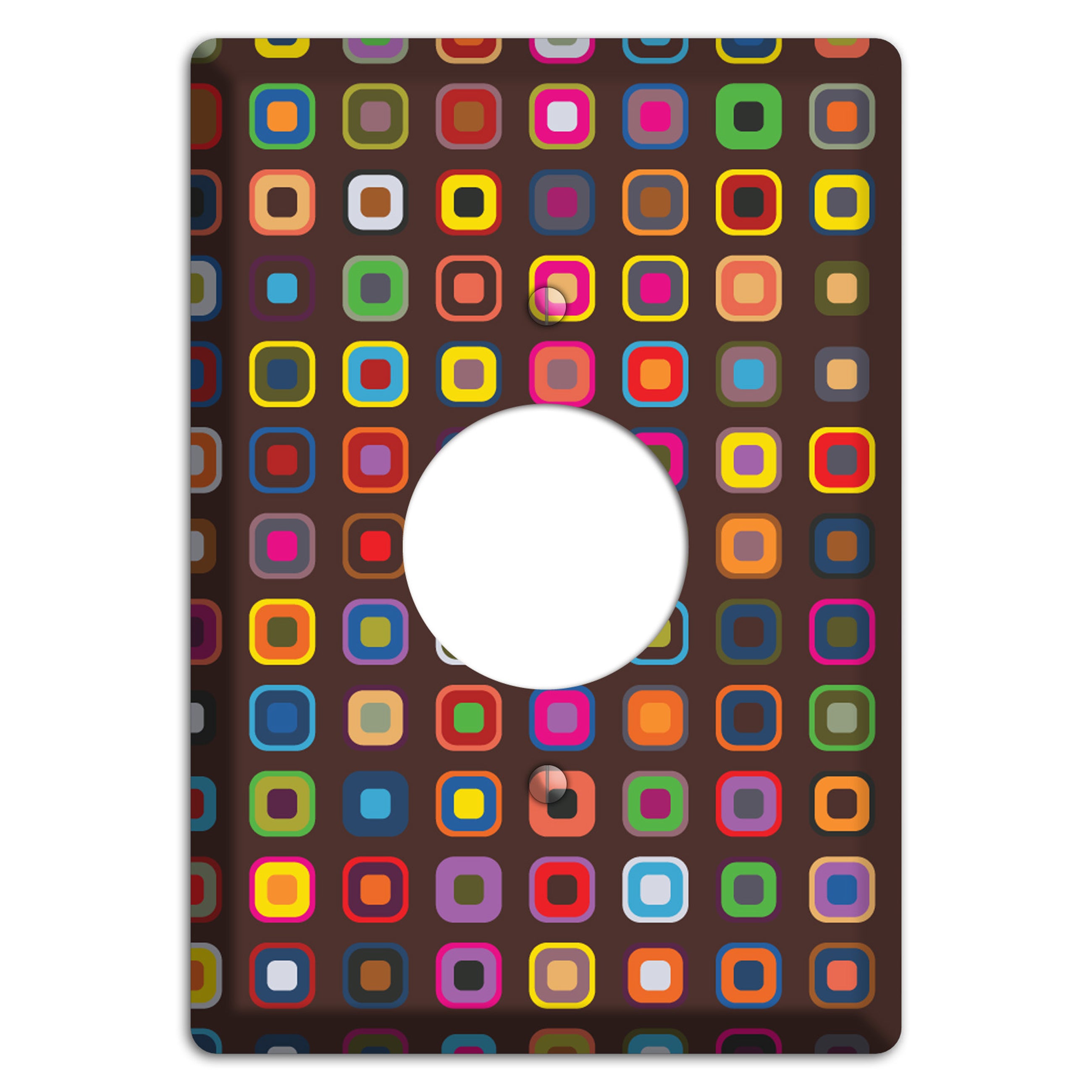 Brown with Multi Retro Squares Single Receptacle Wallplate