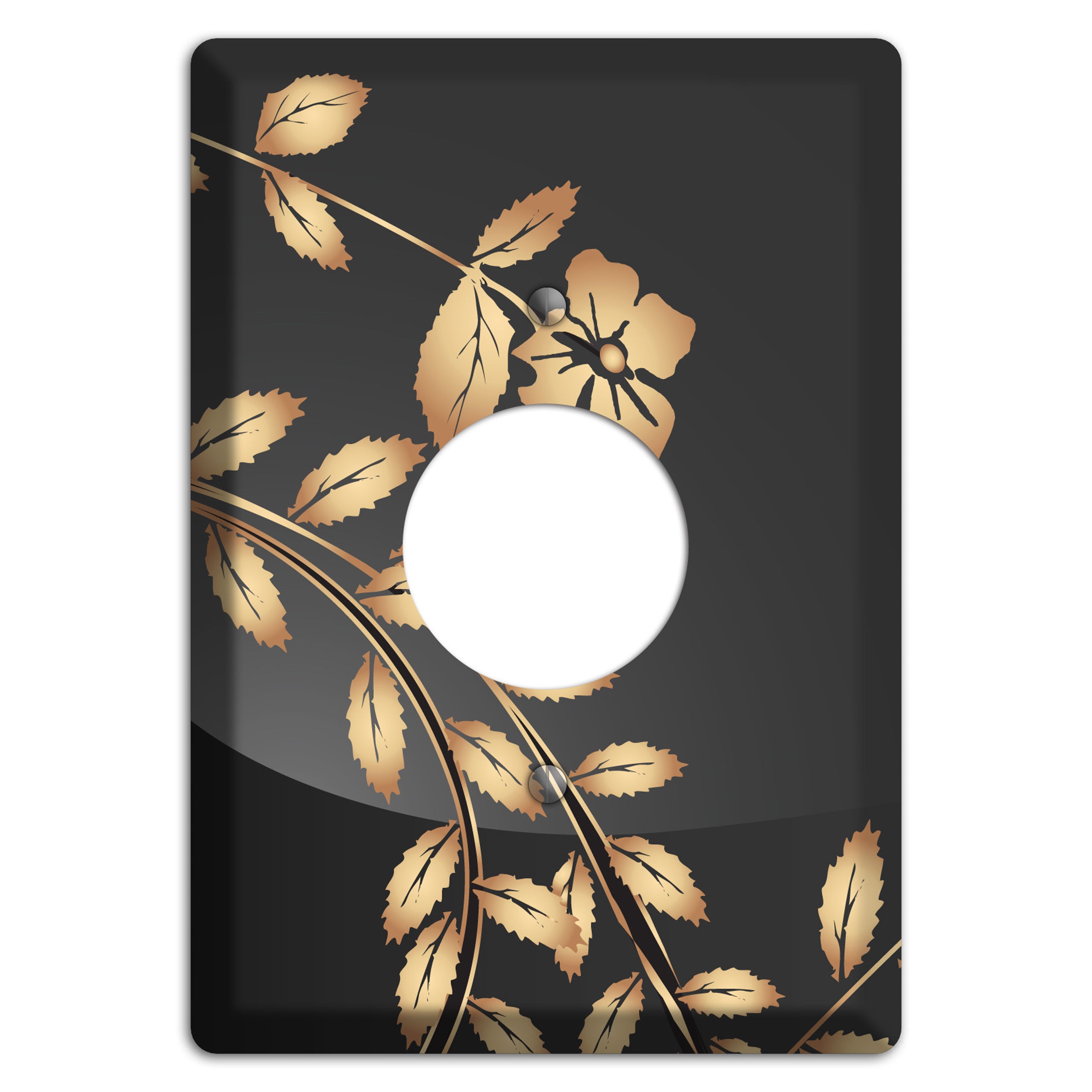 Black Sprig Single Receptacle Wallplate