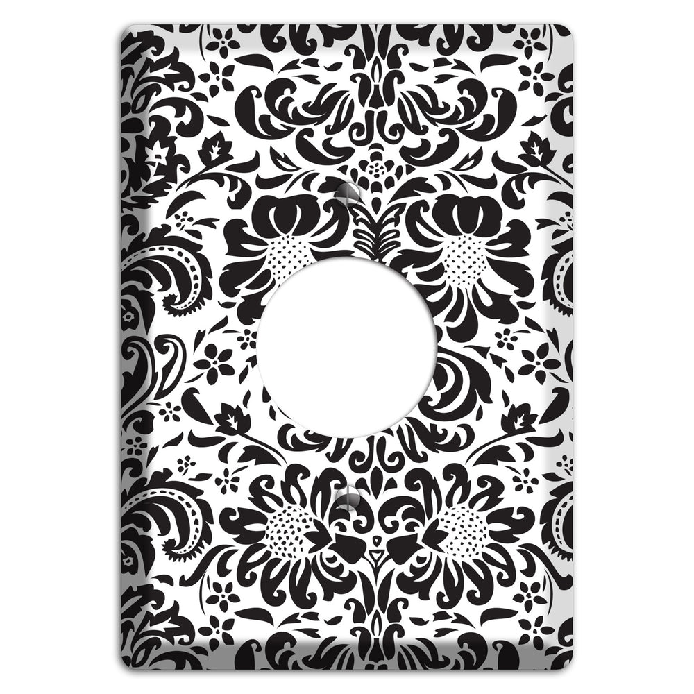 White with Black Toile Single Receptacle Wallplate