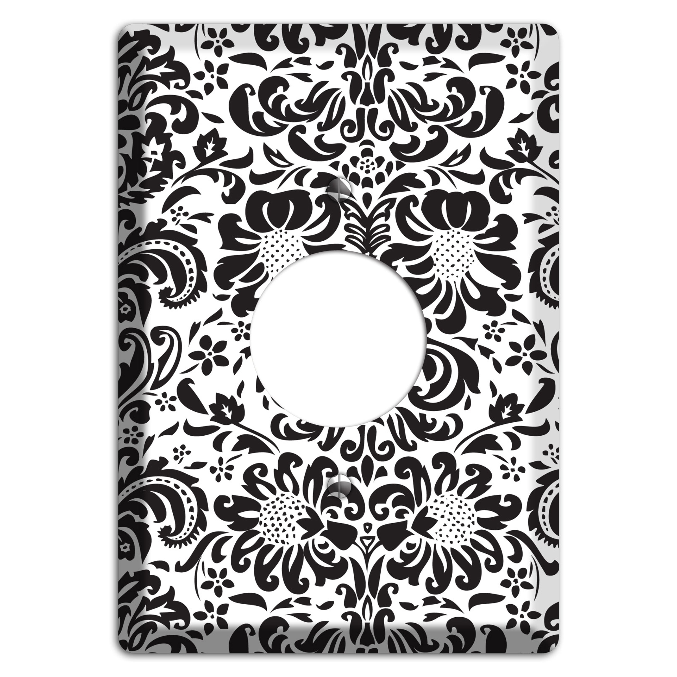 White with Black Toile Single Receptacle Wallplate