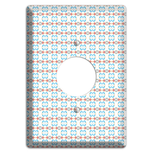 White with Blue Red Tapestry Single Receptacle Wallplate