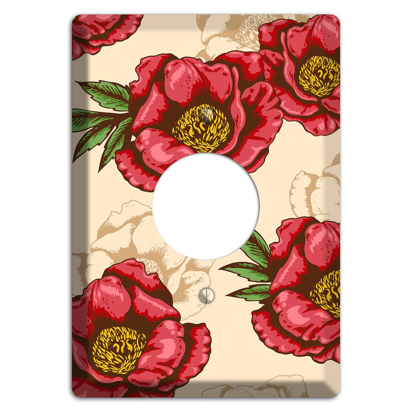 Red Peony Style A Single Receptacle Wallplate