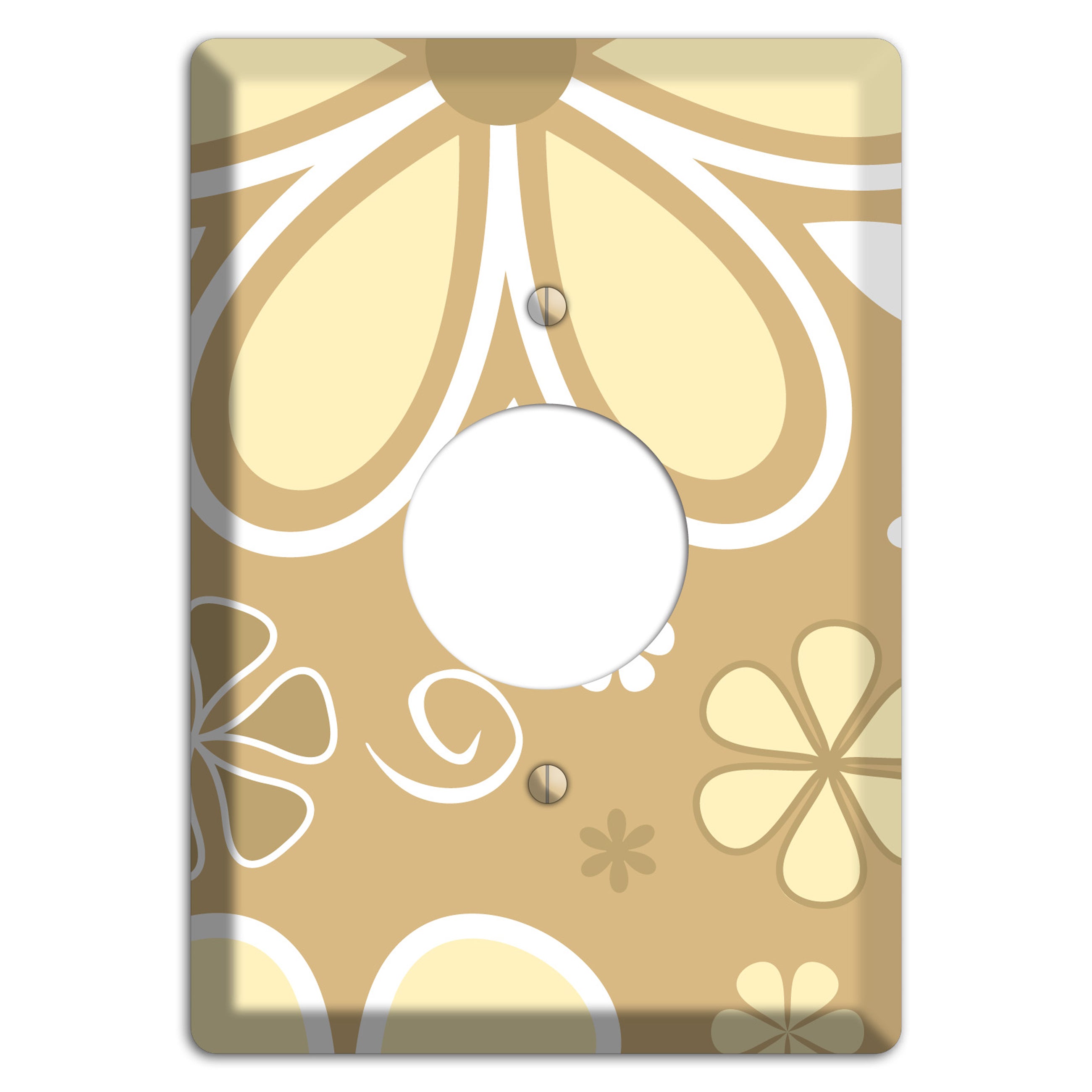 Beige Retro Flowers Single Receptacle Wallplate