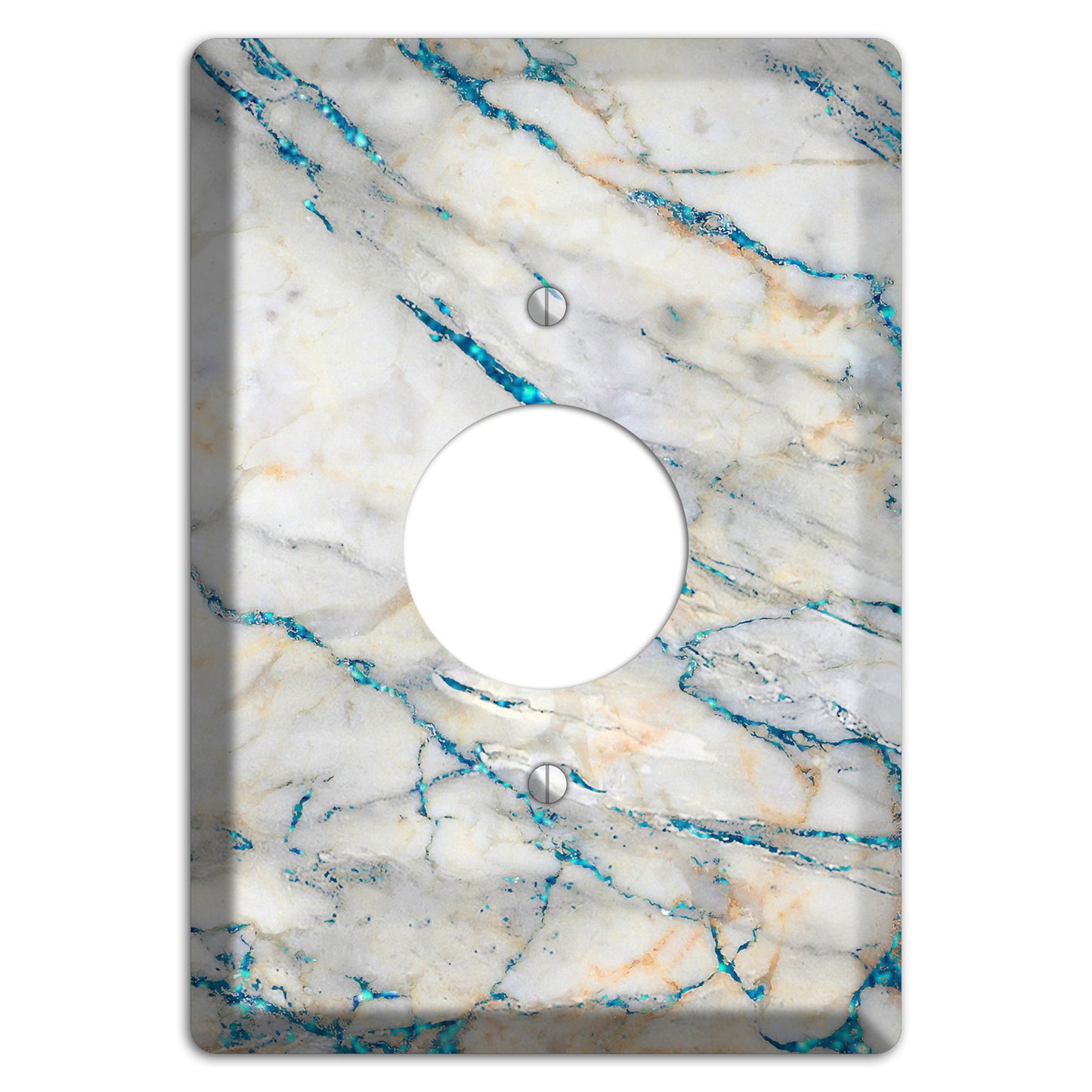 Bondi Blue Marble Single Receptacle Wallplate