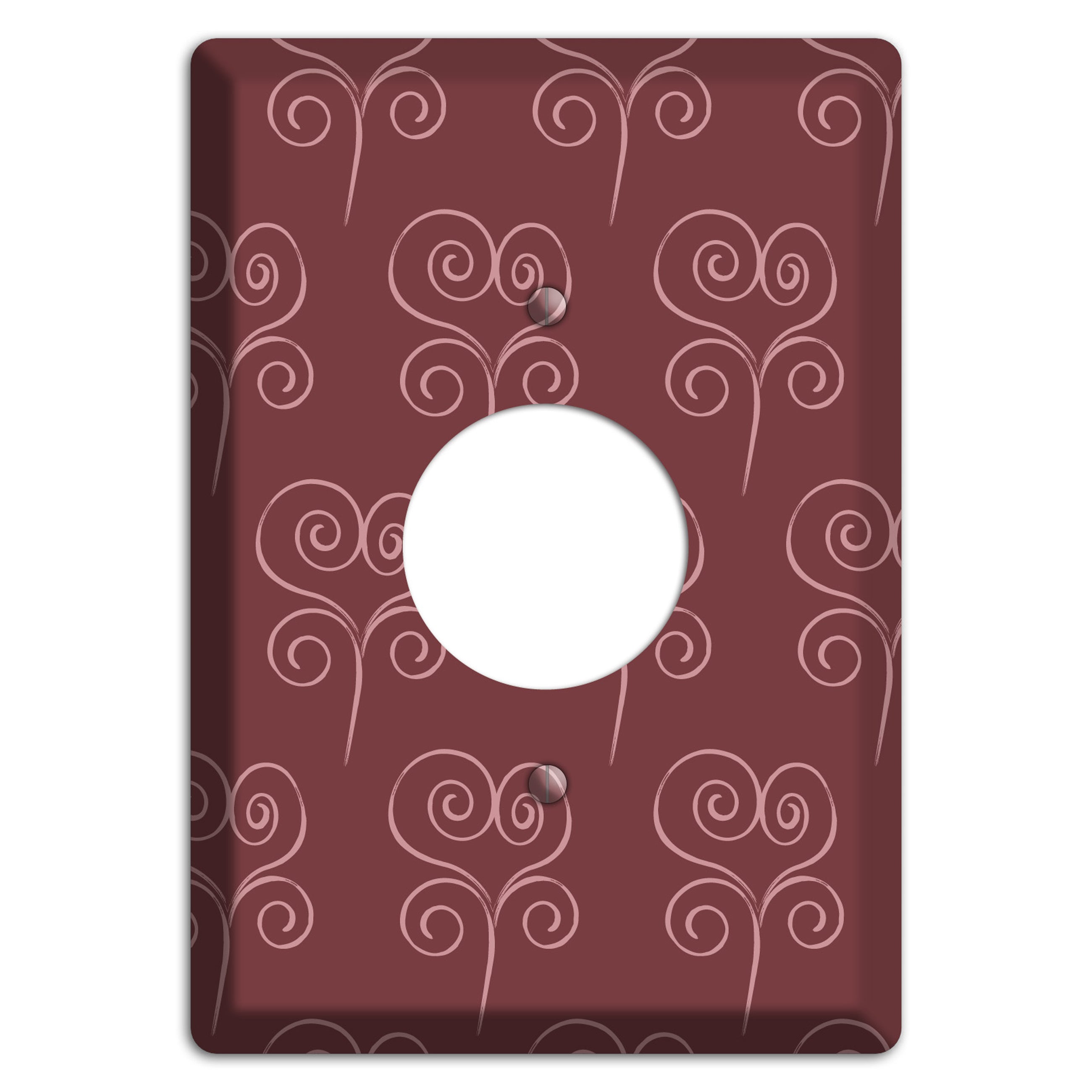 Maroon Scroll Heart Single Receptacle Wallplate