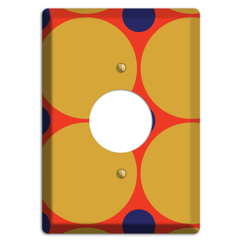 Red with Mustard and Blue Multi Tiled Large Dots Single Receptacle Wallplate