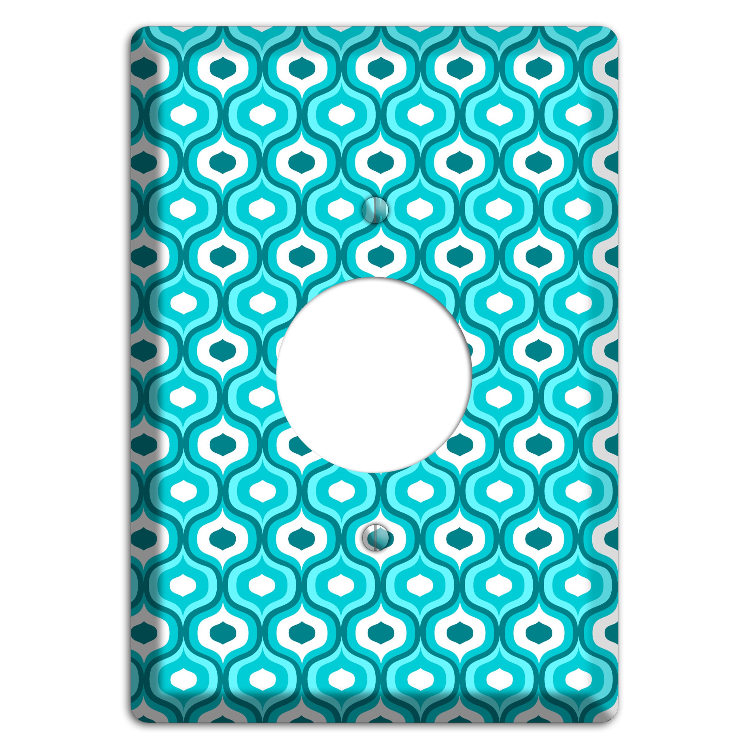 Multi Turquoise Double Scallop Single Receptacle Wallplate